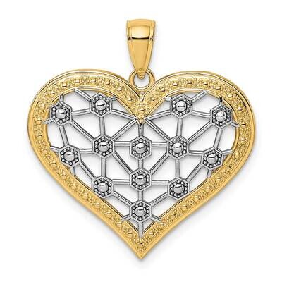 Lattice Center Heart Charm 14k Gold Rhodium K9255, MPN: K9255, 637218088522