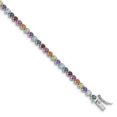 Multi-gemstone Tennis Bracelet Sterling Silver Rhodium-plated QG4924-7.5, MPN: QG4924-7.5, 88677412…