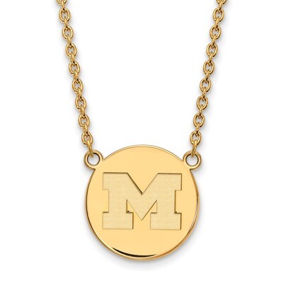 Michigan University of Large Disc with Necklace Gold-plated Sterling Silver GP040UM-18, MPN: GP040U…