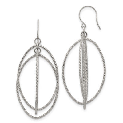 Textured Shepherd Hook Dangle Earrings Stainless Steel Polished SRE1258 by Chisel, MPN: SRE1258, 19…