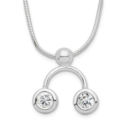 Double Clear CZ Diamond Necklace 18 Inch Sterling Silver QH577-18, MPN: QH577-18, 883957764078