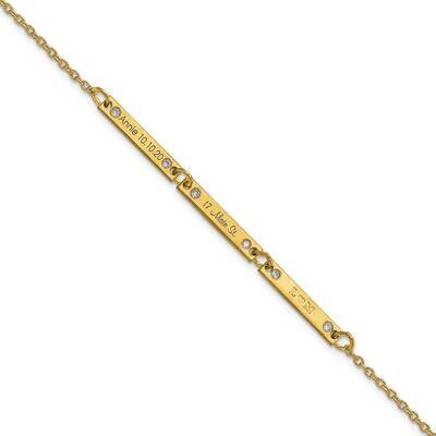 Brushed 3 Station Diamond Bracelet 7 Inch 10k Gold 10XNA1181/3Y, MPN: 10XNA1181/3Y,