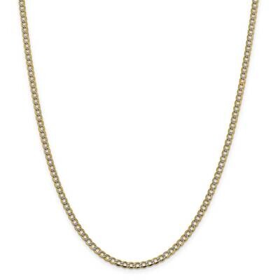 3.4mm Semi-Solid with Rhodium Pav Curb Chain 22 Inch 14k Gold PWF080-22, MPN: PWF080-22, 883957170…