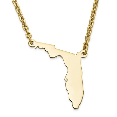 Florida State Pendant Necklace with Chain 14k Yellow Gold Engravable XNA706Y-FL, MPN: XNA706Y-FL, 8…