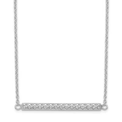 Bar Necklace Sterling Silver CZ Diamond QG5494-16.5, MPN: QG5494-16.5, 886774093932