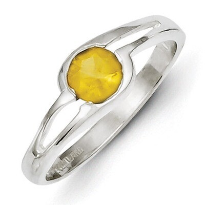 Sterling Silver Yellow Round Bezel Diamond Ring QR4340-8