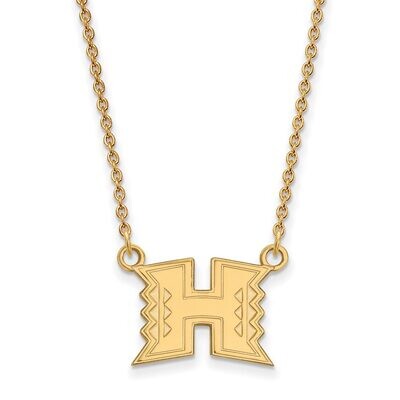 The University of Hawaii Small Pendant with Chain Necklace 14k Yellow Gold 4Y009UHI-18, MPN: 4Y009U…