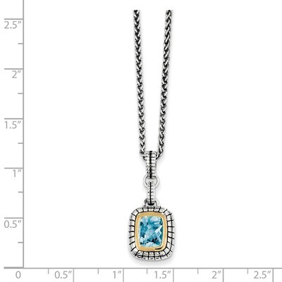 Swiss Blue Topaz 18 Inch Necklace Sterling Silver &amp; 14k Gold QTC51, MPN: QTC51, 742323129029