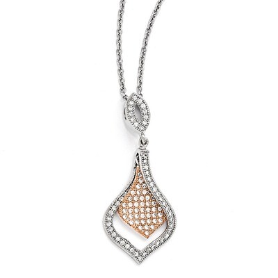 Necklace Sterling Silver Rose Gold-plated Cubic Zirconia QMP1234-18, MPN: QMP1234-18, 191101467165