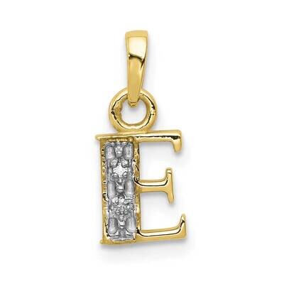 Diamond Initial E Charm 10k Gold and Rhodium 10YC250E, MPN: 10YC250E,