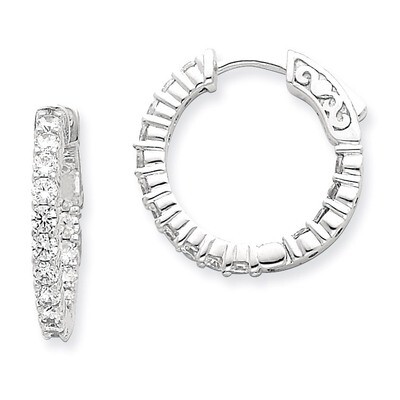 Diamond Round Hoop with Safety Clasp Earrings 14k White Gold XE1993WAA, MPN: XE1993WAA, 191101380969