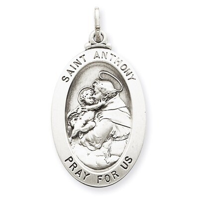 Saint Anthony Medal Antiqued Sterling Silver QC444, MPN: QC444, 191101182143