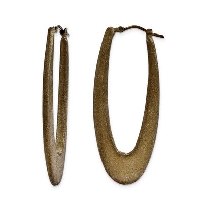 2 Inch Elongated satin Hoops chocolate plating Sterling Silver J290746987000