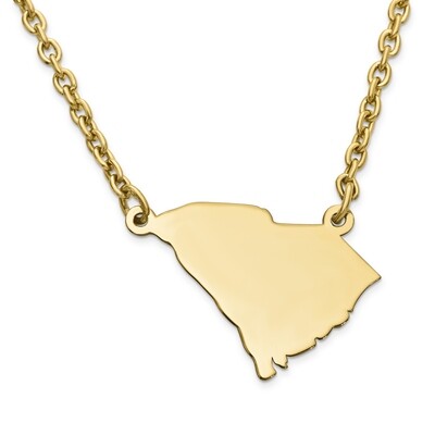 South Carolina State Pendant Necklace with Chain 14k Yellow Gold Engravable XNA706Y-SC, MPN: XNA706…