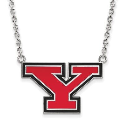 Youngstown State University Large Enamel Pendant with Chain Necklace Sterling Silver SS011YSU-18, M…