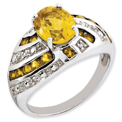 Citrine &amp; Diamond Ring Sterling Silver QR3208CI, MPN: QR3208CI, 883957404448