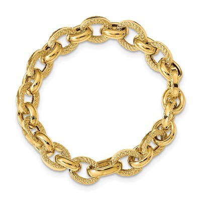 Leslie&#39;s Textured Fancy Link Bracelet 14k Polished Gold HB-LF1169-7.5, MPN: LF1169-7.5, 886774127477