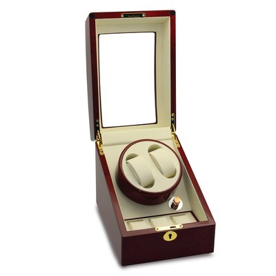Rotations High Gloss Red Burlwood Finish 2-Watch Winder GM13135, MPN: GM13135, 191101878336