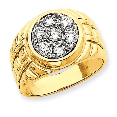 Fancy Ridged-Sides Men&#39;s Ring Mounting 14k Gold X9444, MPN: X9444,