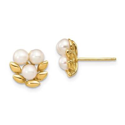 3-4mm White Button Freshwater Cultured Pearl Post Earrings 14k Gold XF695E, MPN: XF695E, 8839578337…