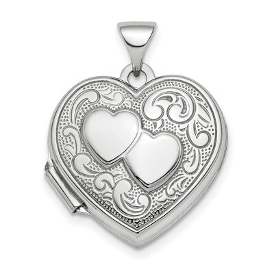 2-Heart Design 18mm Heart Locket Sterling Silver Rhodium-plated Polished QLS775, MPN: QLS775, 88395…