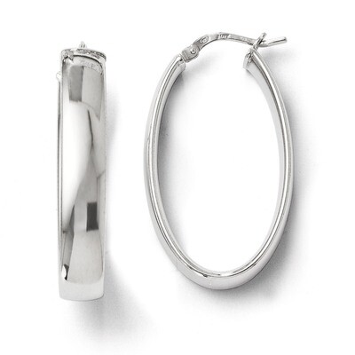 Leslie&#39;s Polished Oval Hinged Hoop Earrings - Sterling Silver HB-QLE265, MPN: QLE265, 886774569727