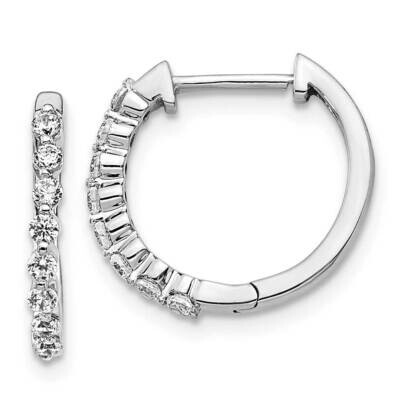 Hinged Hoop Earrings 14k White Gold Diamond EM5395-033-WA, MPN: EM5395-033-WA, 191101380457