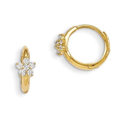 CZ Children&#39;S Flower Hinged Hoop Earrings 14k Gold GK788, MPN: GK788, 191101453113