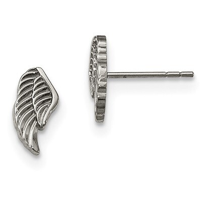 Angel Wing Post Earrings Stainless Steel Polished SRE959 by Chisel, MPN: SRE959, 886774670638