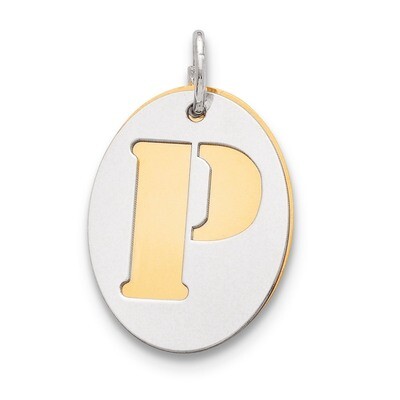 Initial P Double Plate Oval Charm Sterling Silver QC7911P, MPN: QC7911P,