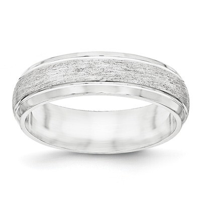 6mm Brushed Fancy Band Sterling Silver QWB105B Engravable, MPN: QWB105B, 886774333311