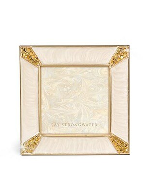 Jay Strongwater Leland Gold Pave Corner 2 Inch Square Picture Frame, MPN: SPF5130-292,