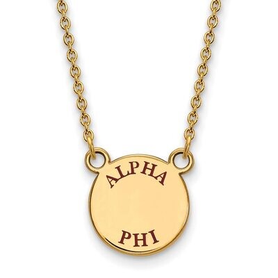 Alpha Phi Extra Small Enameled Pendant with 18 Inch Chain Gold-plated Silver GP014APH-18, MPN: GP01…