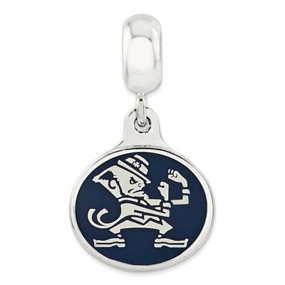 Notre Dame &amp; Lepr Collegiate Enameled Dangle Bead Sterling Silver QRS3229
