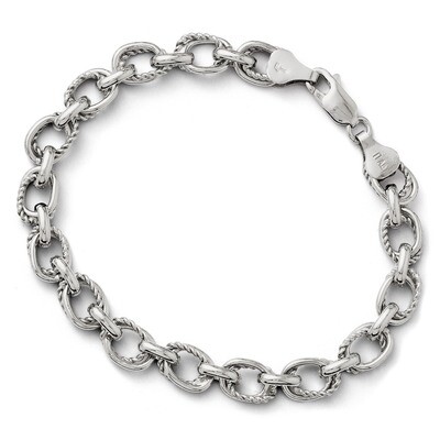 Leslie&#39;s Polished and Textured Link Bracelet 7.5 Inch - Sterling Silver HB-QLF147-7.5, MPN: QLF147-…