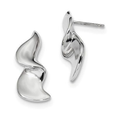 Ribbon Post Earrings Sterling Silver Rhodium-plated QE13950, MPN: QE13950, 191101207099