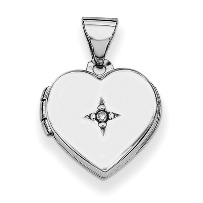 12Mm Heart with Diamond Locket Sterling Silver Rhodium-plated QLS600, MPN: QLS600, 883957143453