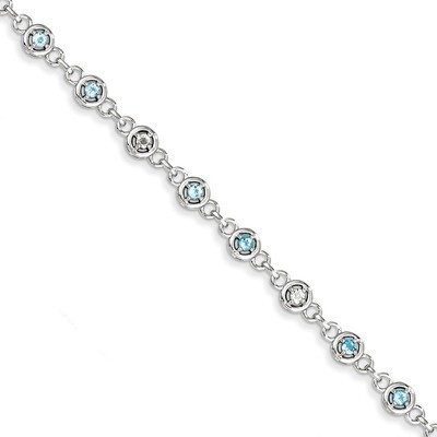 Blue Topaz &amp; Diamond Bracelet Sterling Silver QX846BT, MPN: QX846BT, 883957483467