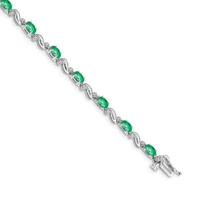 Emerald Bracelet 14k White Gold Diamond BM4487-EM-010-WA, MPN: BM4487-EM-010-WA, 883957205380