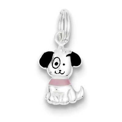 Enameled Puppy Charm Sterling Silver QC6238, MPN: QC6238, 883957915289