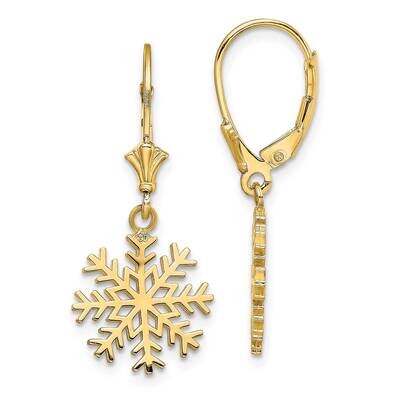 Snowflake Leverback Earrings 14k Gold 3-D TF1802, MPN: TF1802, 637218177134