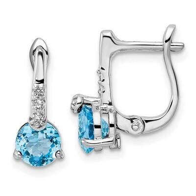 Swiss Bt White Topaz Circle Hinged Earrings Sterling Silver Rhodium-Plated QE16643BT, MPN: QE16643B…