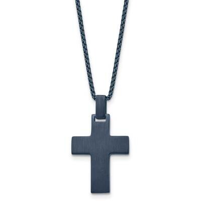 Polished Dark Grey Ip-Plated 22 Inch Cross Necklace Stainless Steel Brushed SRN2938-22, MPN: SRN293…