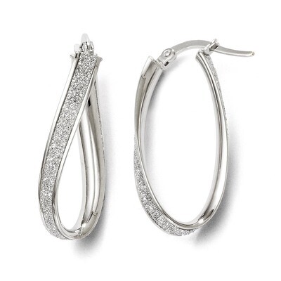 Leslie&#39;s Polished Glimmer Infused Oval Hoop Earrings - 14k White Gold HB-LE275, MPN: LE275, 8867745…