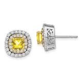 Created Yellow Sapphire Earrings 14k Two-tone Gold Lab Grown Diamond EM7501-CYS-100-WYLG, MPN: EM75…