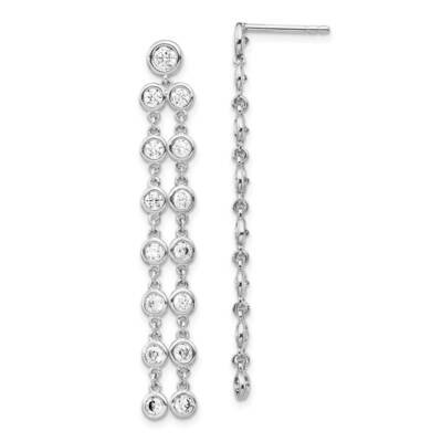 Cz Circle Dangle Post Earrings Sterling Silver QE15440, MPN: QE15440, 883957833347