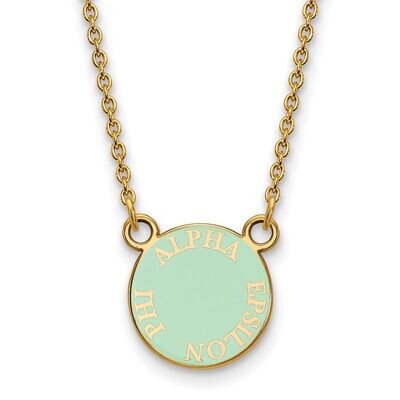 Alpha Epsilon Phi Extra Small Enameled Pendant with 18 Inch Chain Gold-plated Silver GP012AEP-18, M…