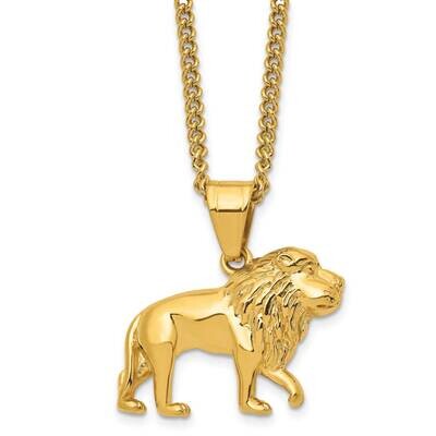 Yellow Ip-Plated Lion 24 Inch Necklace Stainless Steel Polished SRN2795-24 by Chisel, MPN: SRN2795-…