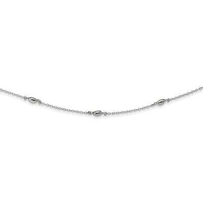 Diamond-cut Oval Beads with 3 inch Extender Choker Sterling Silver Rhodium-plated QG5334-12, MPN: Q…