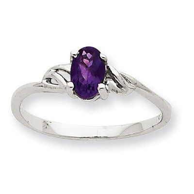Polished Geniune Amethyst Birthstone Ring 10k White Gold 10XBR143, MPN: 10XBR143, 883957216720